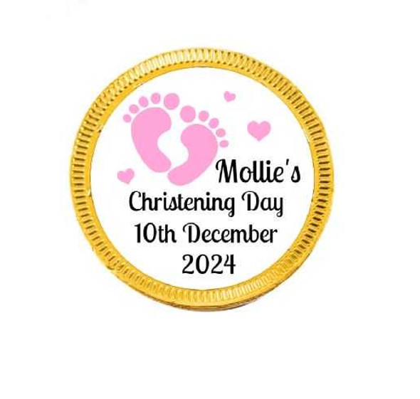 Personalised Christening Girl Choc Coin (15 Pack)