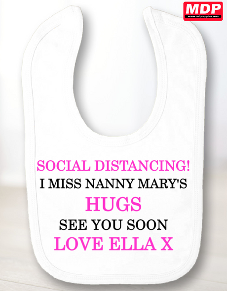 Personalised Girl Miss Hugs Baby Bib