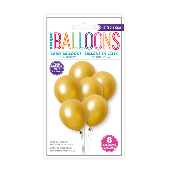 Gold Champagne Balloons - Pack of 8 | Gold Party Supplies