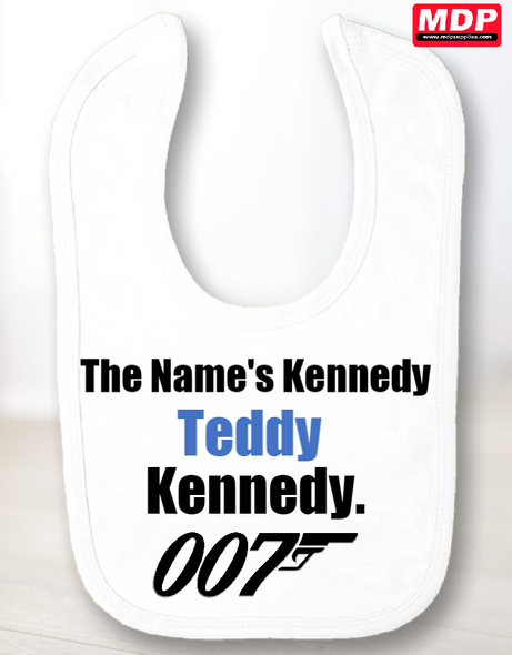 Personalised James Bond Baby Bib