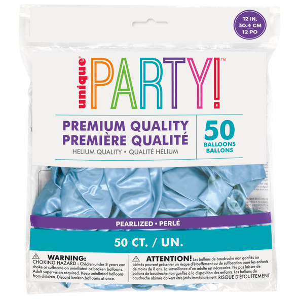 Light Blue Pearlized Balloons 50 Pack