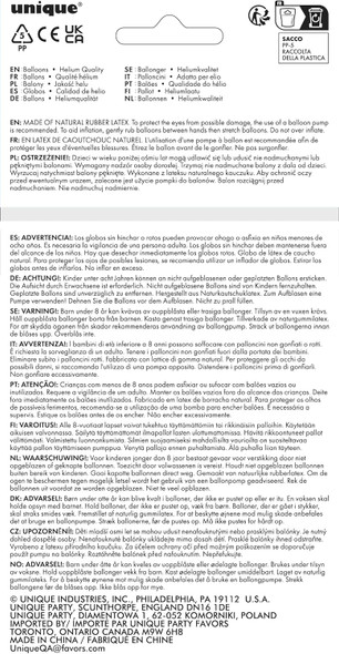 Linen White Premium Latex Balloons Safety Instructions