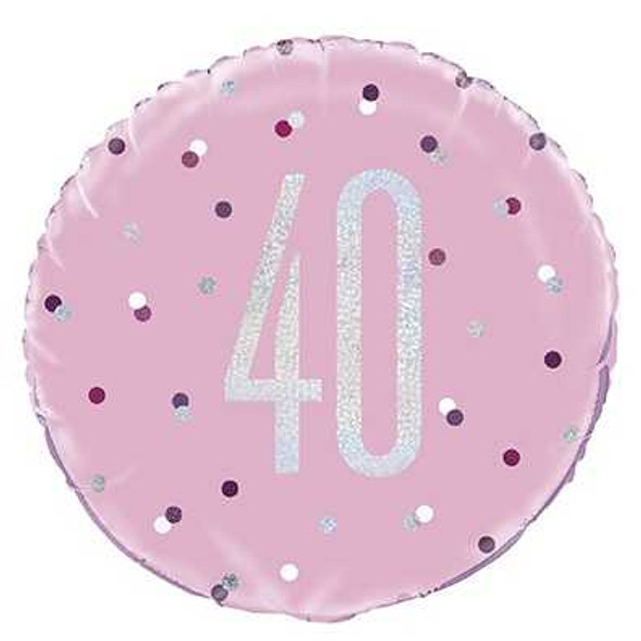 Pink Dot Glitz 40th Balloon