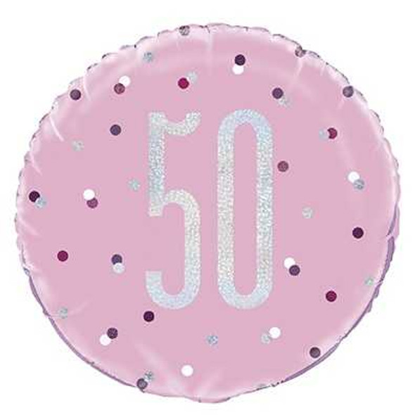 Pink Dot Glitz 50th Balloon