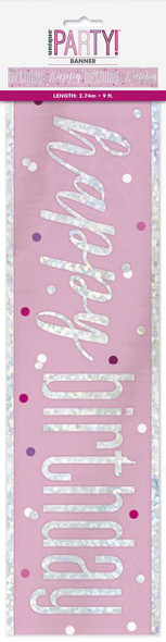 Pink Dot Glitz Birthday Banner