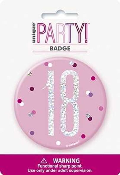 Pink Glitz 18th Badge