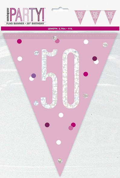 Pink Glitz 50th Bunting