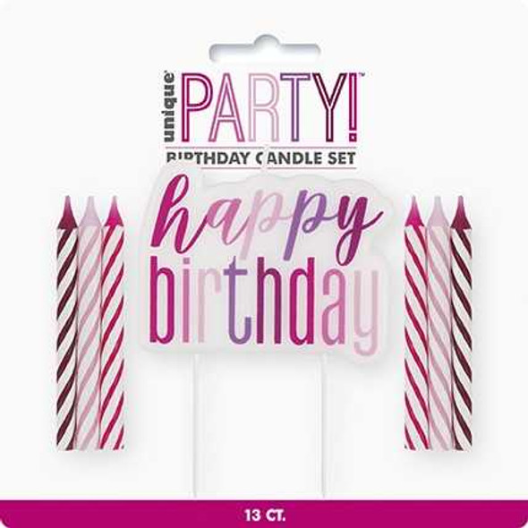 Pink Glitz Birthday Candle Set