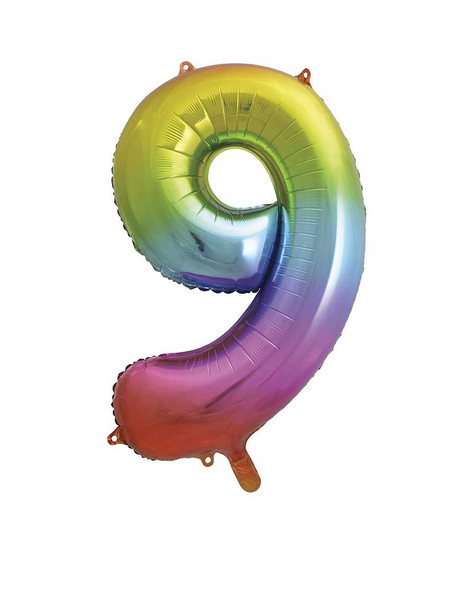 Rainbow No 9 Foil Balloon