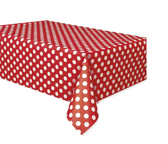 Red Dots Plastic Tablecover