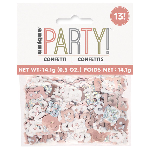 Birthday Confetti Cutouts-5 oz. | Glittery Rose gold | 1 pack, Rose Gold, Age 13