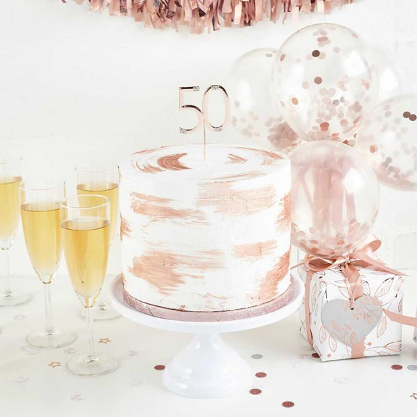 Rose Gold 50th Cake Topper