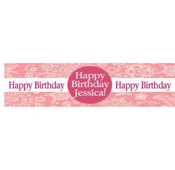 Personalised Birthday Girl Pink Banner | Personalised Aged Birthday Banner | Pink Party Supplies & Decorations