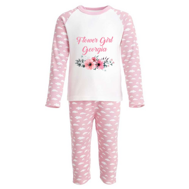 Personalised Pink Flower Girl Pyjamas