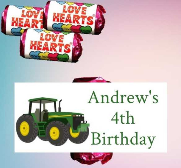 Personalised Tractor Loveheart Sweets (9 Pack)