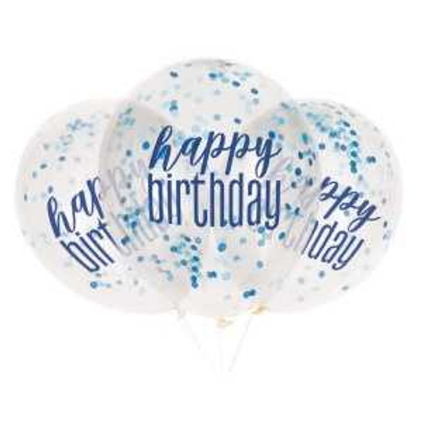 Blue Birthday Confetti Balloon