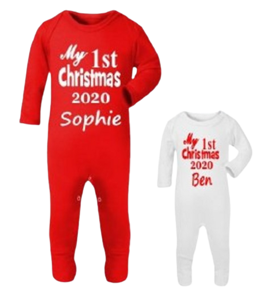 Personalised First Christmas White Romper