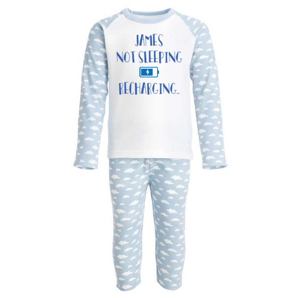 Personalised Blue Cloud Recharging Pjs