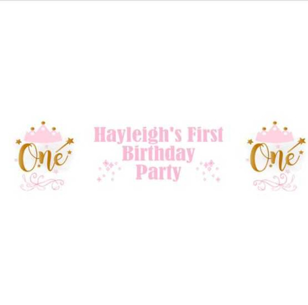 Personalised Pink & Gold 1st Birthday Banner