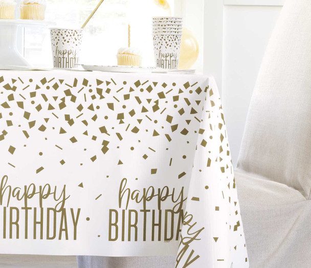 Gold Confetti Birthday Tablecover