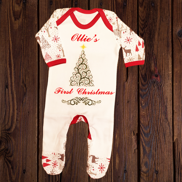 Personalised Family Name Christmas Baby Romper