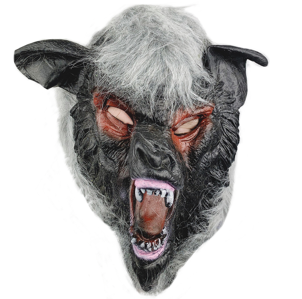 Black Grey Hair Wolf Mask