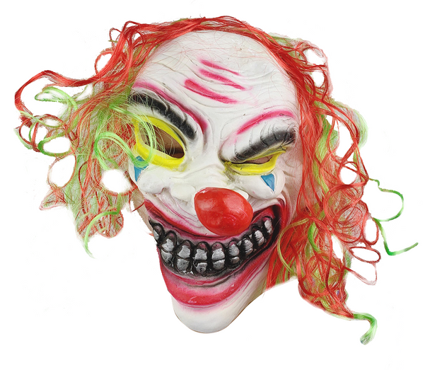 Clown Mask Yellow Eyes with Red-Green Wig