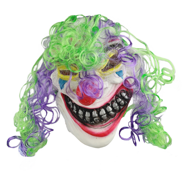 Clown Mask Yellow Eyes with Purple-Green Wig