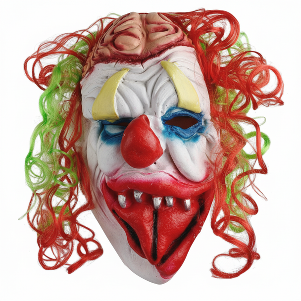 Clown Brain Mask with Red-Green Wig