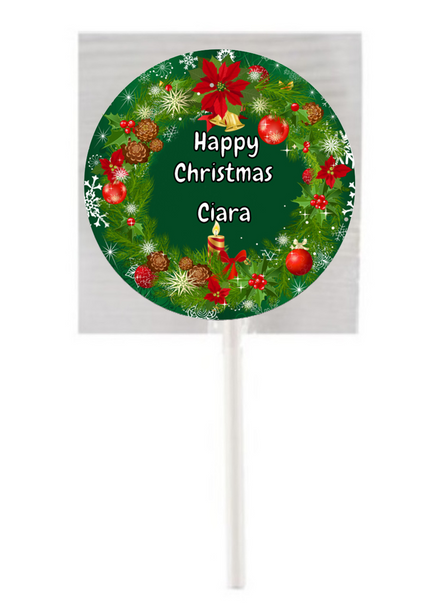 Personalised Christmas Wreath Lollipops (15 Pack)