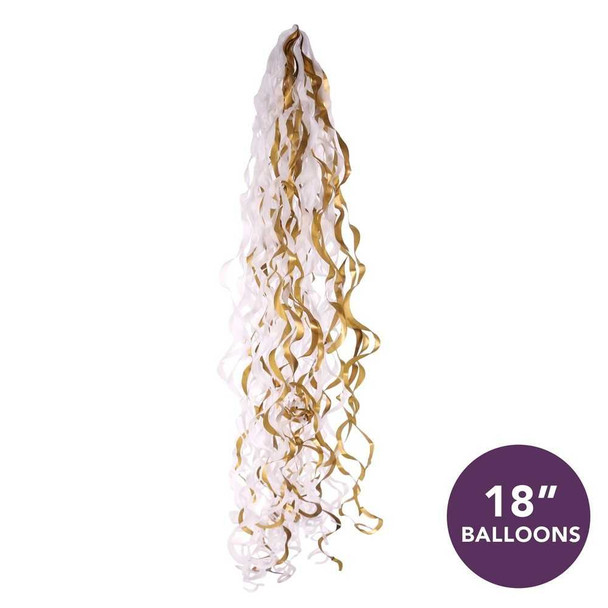18 Inch Gold & White Balloon Tassel