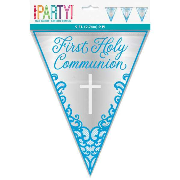 Fancy Blue Cross Communion Banner