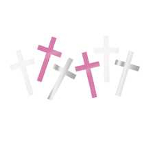 Fancy Pink Cross Confetti