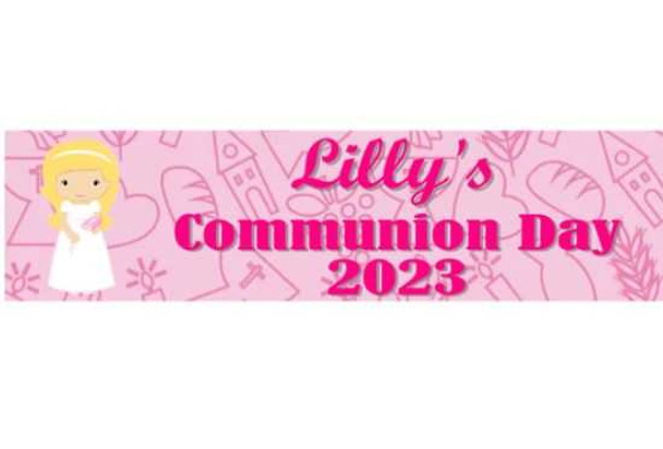 Personalised Blonde Communion Girl Banner
