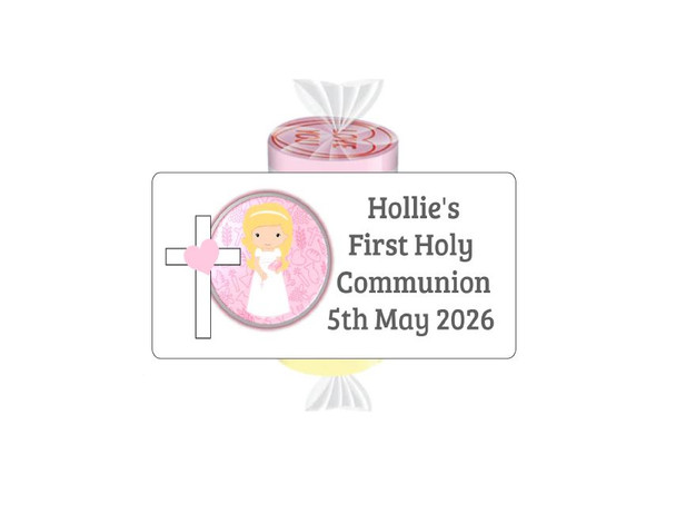 Personalised Blonde Girl Communion Lovehearts (9 Pack)