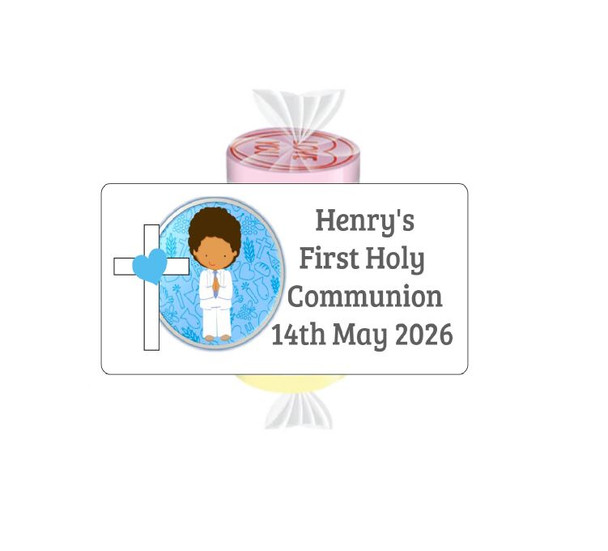 Personalised Blue Cross Communion Lovehearts (9 Pack)