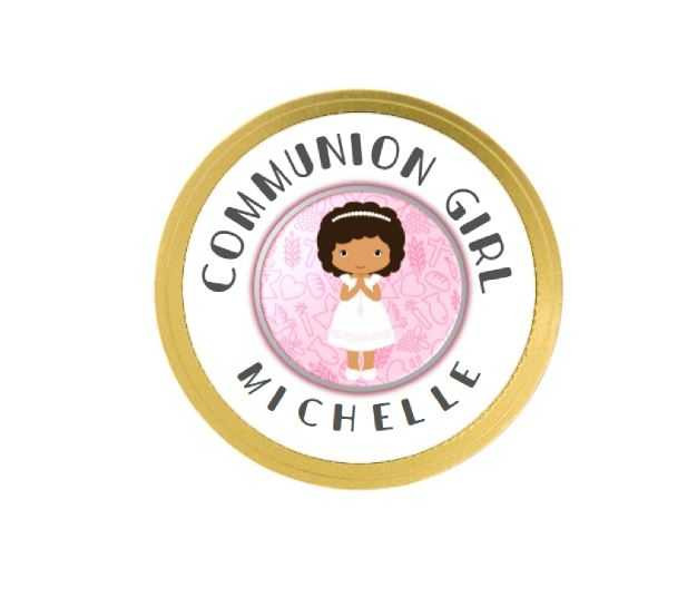 Personalised Pink Cross Communion Girl Chocolate Coins (15 Pack)