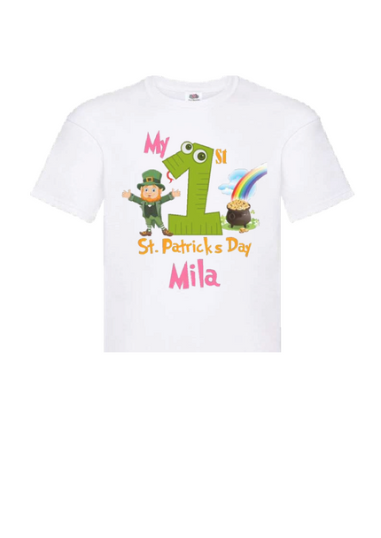 Personalised Girl's 1st Patrick's Day T-Shirt