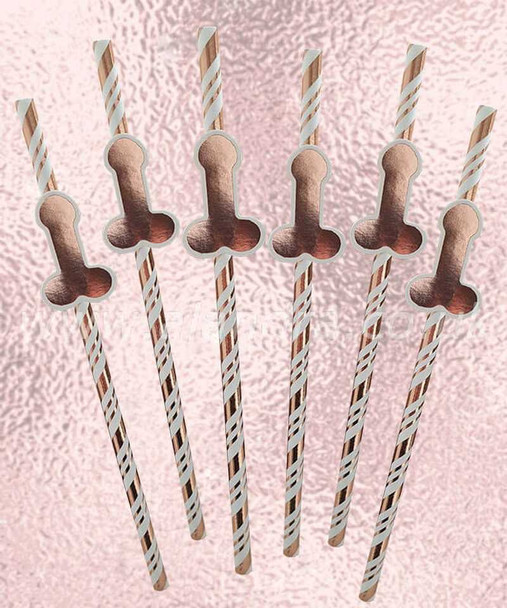 Rose Gold Willy Straws (6 Pack)