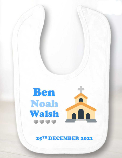 Personalised Christening Boy Church Baby Bib