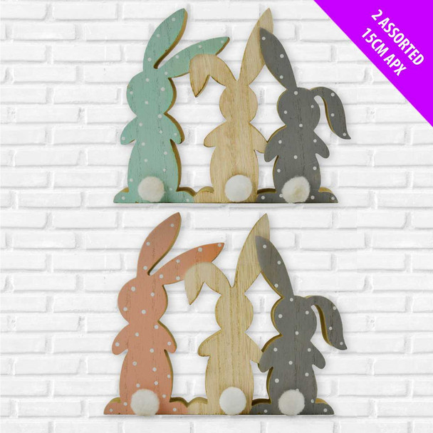 Pom Pom Wooden Bunny Decoration