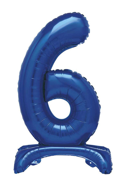 Number 6 Standing Blue Balloon