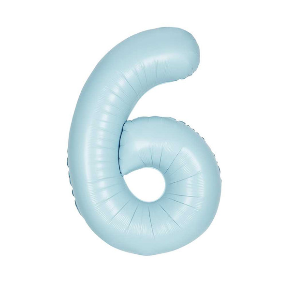 Number 6 Baby Blue Balloon