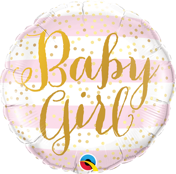 Baby Girl Pink Stripes Foil Balloon