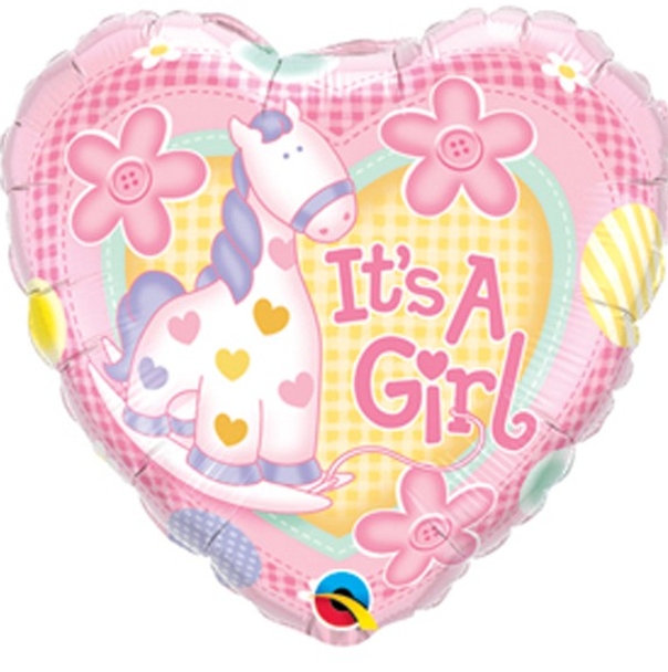 It's A Girl Soft Pony Foil Balloon