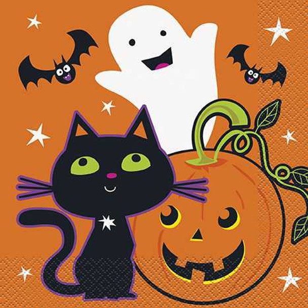 Halloween Cat & Pumpkin Napkins