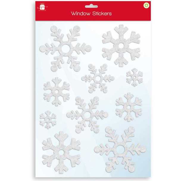 White Flocked Snowflake Stickers