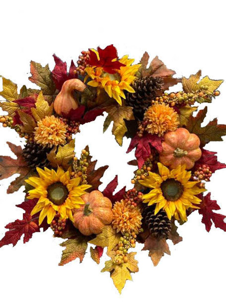 Autumn Floral Pumpkin Wreath