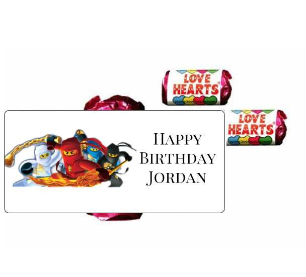 Personalised Ninja Blocks Loveheart Sweets (9 Pack)