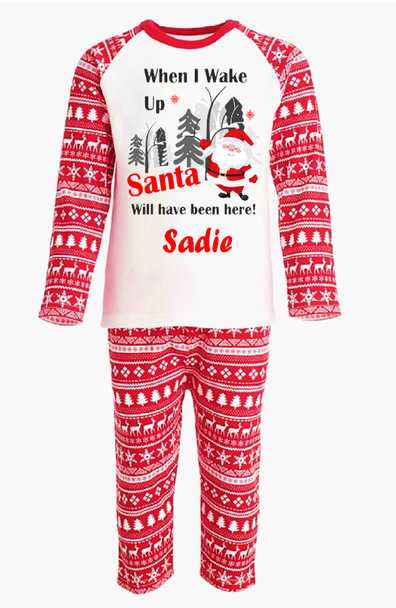 Personalised Kids When I Wake Santa Pyjamas